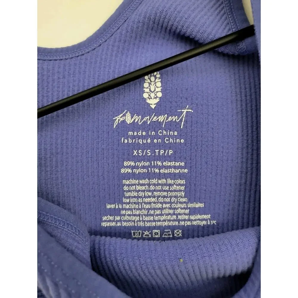 Size:XS/S Free People Movement Periwinkle Ribbed Crop Tank Top - Picture 6 of 6